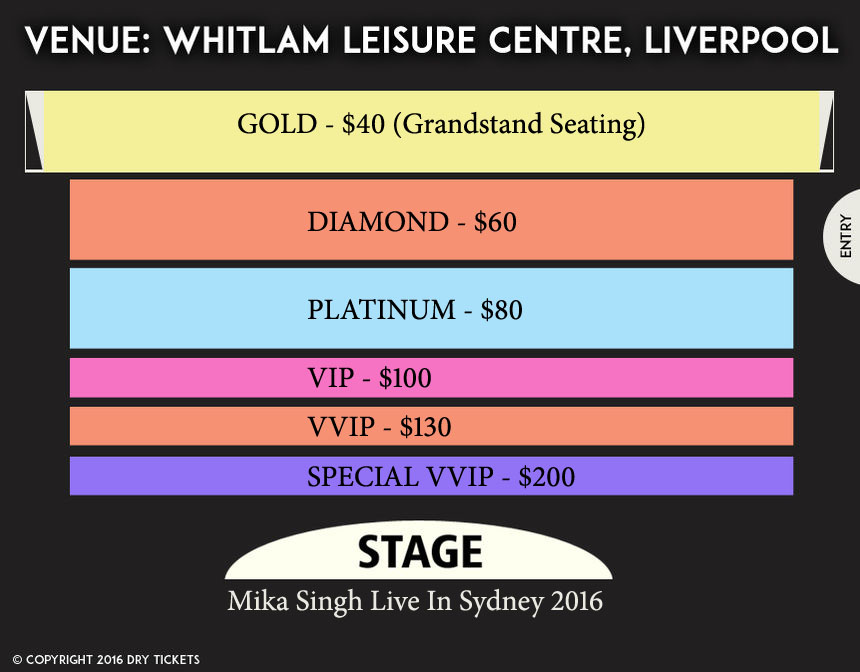 Mika Singh Live In Sydney 2016 Seating Map
